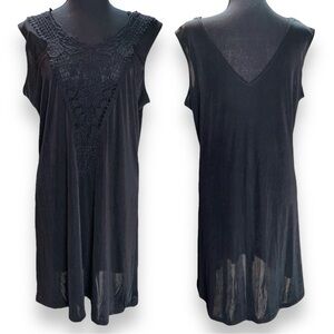 Serene Sleeveless Swimsuit Coverup in Black With Lace Look Front Detail